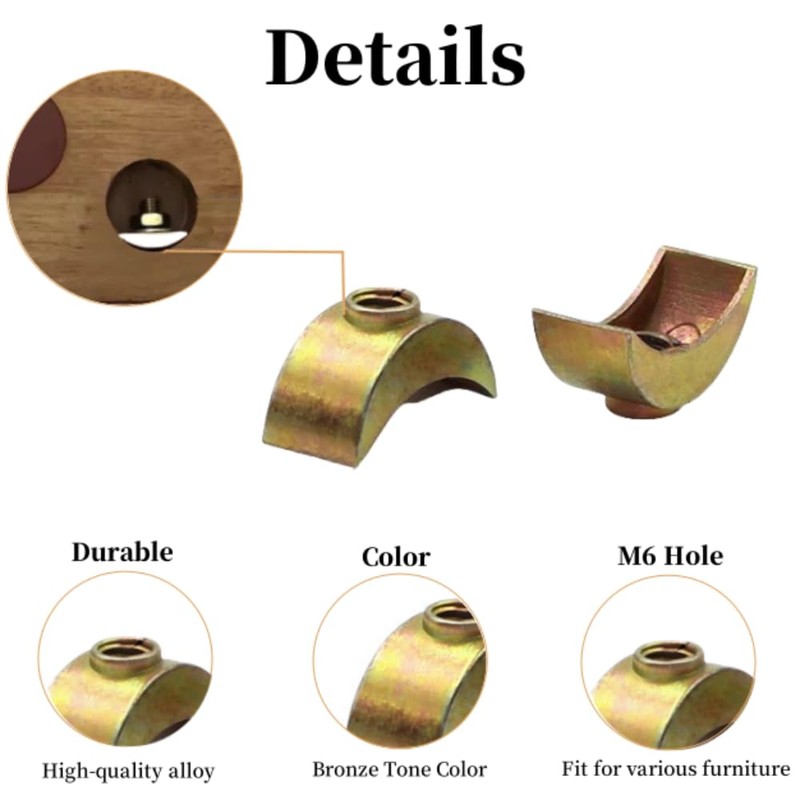 12pcs M6 Half Moon Nuts Washers,Spacer Washer, 6mm Hole Dia