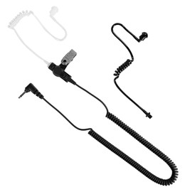 DLECNFUN Listen Only Earpiece 3.5mm - Headset Receiver Clear Acoustic Air Tube,Single Side Black Earphone in-Ear,1 Pin Long Coil Wire for Two-Way Radios Walkie Talkie Speaker Transceiver PC Audio