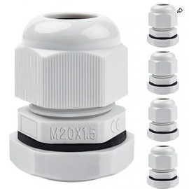 Pack of 8 Cable Glands, Cable Grommet Waterproof M20/M25/M32, Waterproof Cable Grommet, Plastic Nylon Cable Grommets, White (M20)