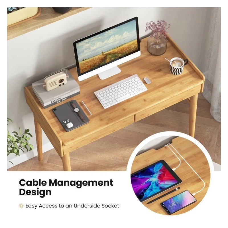 Costway Modern Home Office Computer Desk Writing with 2 Storage