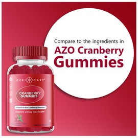 GeriCare Cranberry Gummies – Naturally Sourced Cranberry Extract for UTI & Bladder Health, Antioxidant Support, Non-GMO | Gluten-Free | Vegan | Gelatin-Free | Naturally Sourced, 60 Count