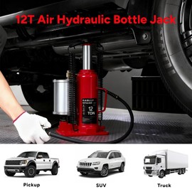 Air Hydraulic Bottle Jack, 12 Ton (26455) lbs Hydraulic Bottle Jack with 10.43''-19.88'' Lifting Range & Manual Hand Pump, for Pickup, Truck, RV, Auto Repair