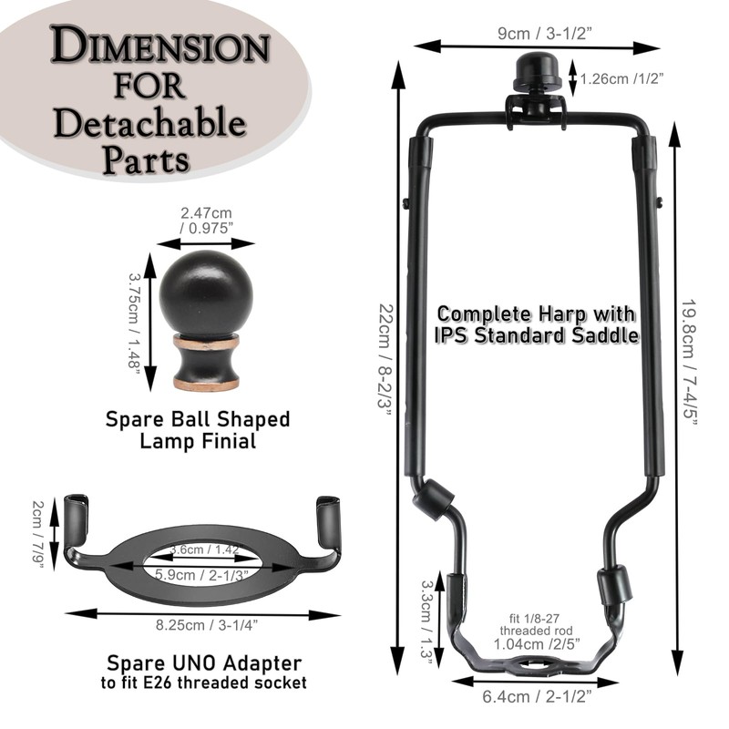 7 8 9 10 inch Lamp Shade Harp Holder,Adjustable Lamp