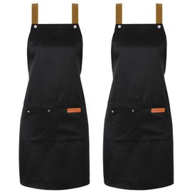 Invalidism 2 Pack Kitchen Apron for Women - Unisex Adjustable Cooking Apron with Pockets, Canvas Waterproof Apron Chef Bakers Apron for Home Kitchen, Restaurant, Coffee House(Waist)