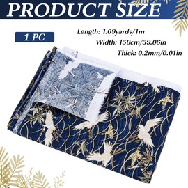 MAYJOYDIY 1.1 Yard 59 Inch Midnight Blue Japanese Crane Printed Cotton Fabrics Japanese Style Quilting Fabric Bronzing Design for Sewing Clothing Bag Tablecloth Sofa Pillow DIY Crafts