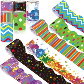 Tenceur 160ft Geometric Border for Bulletin Board, Math Classroom Decoration, 6 Rolls Green Confetti Dots Bulletin Board Border Rolls for Back to School Chalkboard Whiteboard Poster Decor