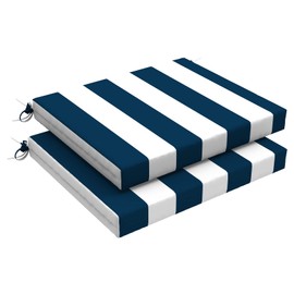 LVTXIII Outdoor Chair Cushions 18.5"x16"x2" Pack of 2, Water-Repellent Square Corner Memory Foam Seat Cushions with Ties for Garden Patio Furniture, Cabana Navy