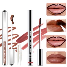suhunide 2 colors Peel Off Lip Liner Stick,Natural Long Lasting, Waterproof,Transfer-Proof, Highly Pigmented Color Peel Off Lip Stick Liner