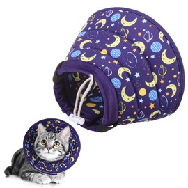 KOOLTAIL Cat Cone Collar, Adjustable Soft Comfortable Cat Recovery Collar to Stop Licking, Foldable Donut Water Resistant Pet Cone for Small Large Cats Kittens After Surgery Star M
