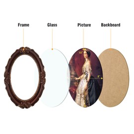 SIMON'S SHOP Vintage 8x10 Picture Frame, Oval Picture Frame 8x10, Antique Photo Frames in Mahogany with Gold Trim, Victorian Wall Decor