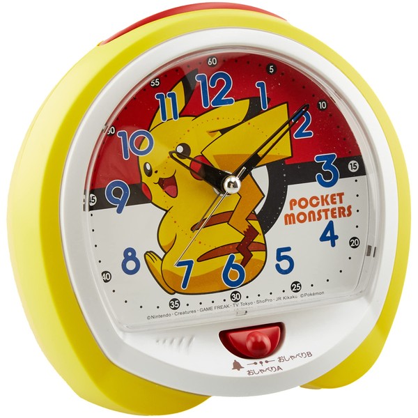 Seiko CQ423Y Alarm Clock, Table Clock, Character, Pokemon Yellow, 3.5 x 3.6 x 3.1 inches (88 x 92 x 78 mm)