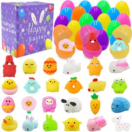 24 Pack Easter Eggs Filled with Mochi Squishy Toy ,Easter Squishies Toys Stress Reliever for Kids Easter Squihsy for Easter Egg Hunt Filling Treats Easter Basket Stuffers Easter Party Favor