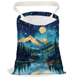 DELORIGIN Mountain View Car Trash Bag Hanging Car Garbage Bag with Snap Buttons Cute Car Back Seat Trash Bag Portable Garbage Can for Car Interior Hanging Car Accessories Travel Camping