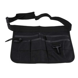 Gardening Tool Belt Belt Bag with 6 Pockets in Various Sizes and Depths, Adjustable Waist Belt Made of Oxford Fabric (Black)