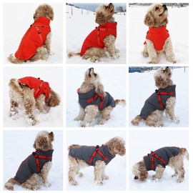 babepet babepet Waterproof Dog Coat,Dog Coat with Harness,Small Dog Coat Jacket,Reflective Dog Clothes with Adjustable Chest Strap,Dog Fleece Lined Jumper for Pet Outdoor-Gray-S