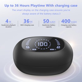 Open Ear Headphones Bluetooth 5.4, Bluetooth Headphones Sport Wireless, Ear Clip Sports Headphones with Built-in Microphone, HiFi Sound with Digital Display, Wireless for Training, Running, Driving