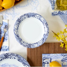 C.R. Gibson Spode Blue Italia Lunch Plates - Elegant Paper Plates for Parties, Timeless Blue & White Tableware