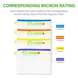 iPower GLBBAG5X4AM Bubble Bag All Mesh 5 Gallon 4 Bag Set Herbal Ice Essence Extraction Bag Kit with 8” x 8” 25 Micron Pressing Screen and Storage Bag, 4 Colors per Set