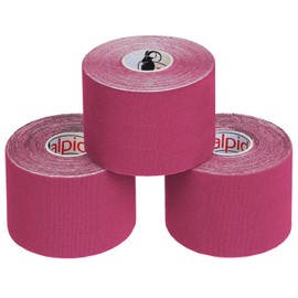 ALPIDEX Kinesiology Tape 1/3/6/12 Rolls Many Colours 5 m x 5 cm Application Brochure Elastic Waterproof Skin-Friendly Physio Muscle Tape Set, Colour: Pink, Quantity: 3 Rolls