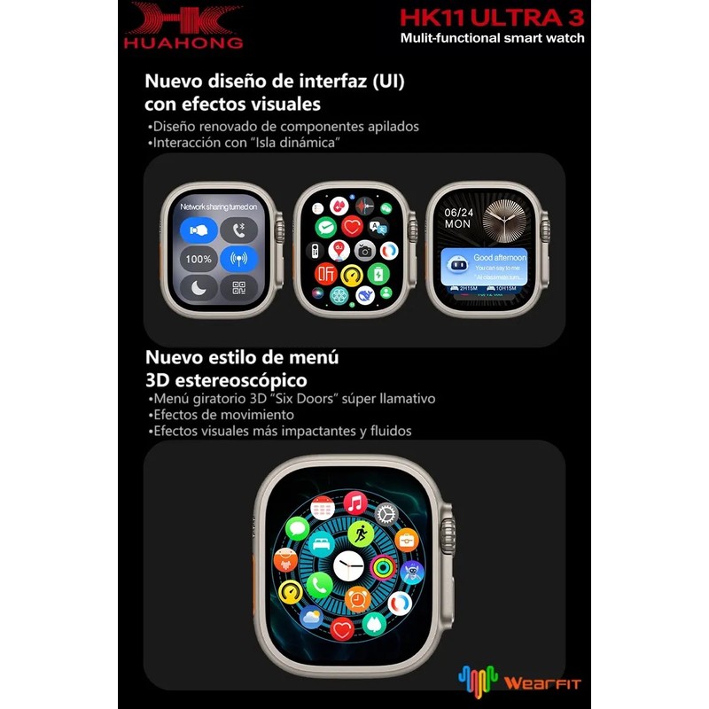 Smartwatch Hk11 Ultra3 2026 Premium Amoled 49mm Titanio Deepseek Ai