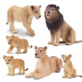 TOYMANY 6PCS Lion Figures Set, Wild Animal Figures, Animal Models, Parent and Child, Home, Realistic Animal Models, Popular Animals, Toys, Birthday Present, Christmas, New Year, Ornaments Collection,