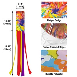 WIRESTER 40 Inch Windsock Durable Outdoor Hanging Flag for Home Farmhouse Yard Garden Patio Decoration - Tie-Dye Look