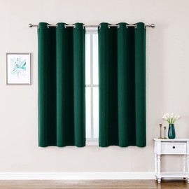 ChrisDowa - Cortinas pequeñas para ventana de 50 pulgadas de largo para recámara, con ojales cortos con aislamiento térmico para oscurecer la habitación para cocina (2 paneles, verde bosque, 29 x 50