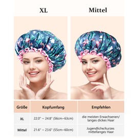mikimini Shower Cap for Women and Girls, Reusable, Waterproof, Double Layer, Ideal for Medium and Short Hair, Flamingo Pattern - A Must Have for Tropical Fans - Pack of 2