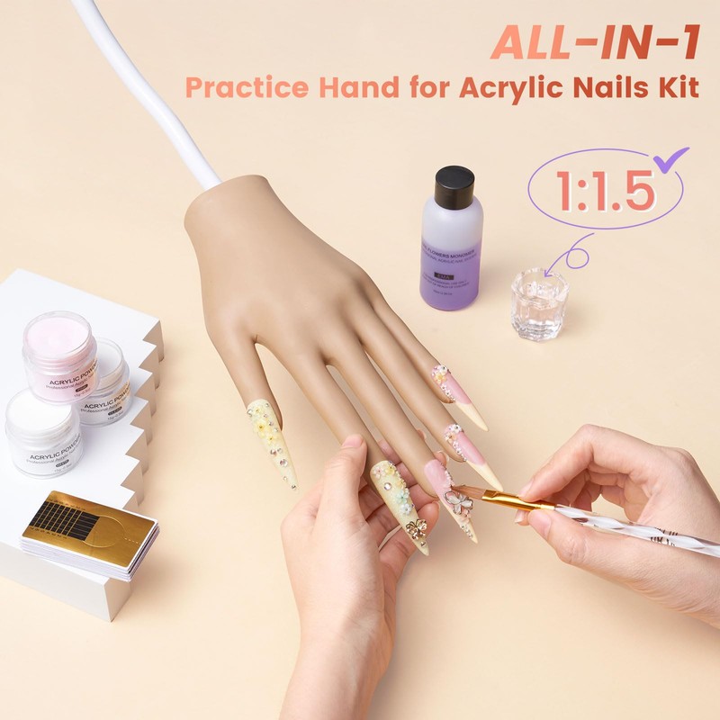 Wilfniee Practice Hand for Acrylic Nails Kit: Fake Silicone Hands