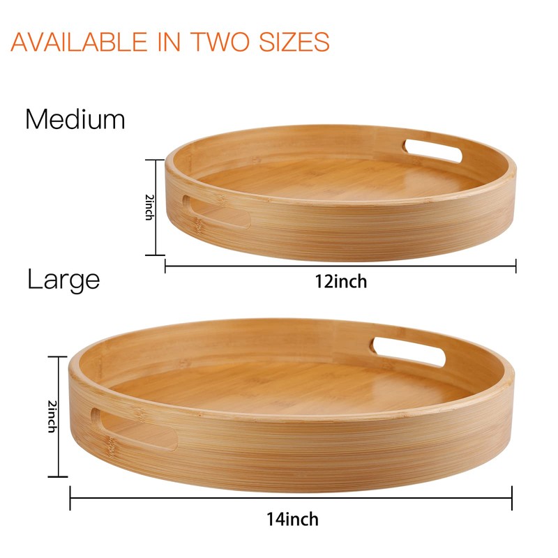 Lazy Susan Organizer 14 inch, Bamboo Lazy Susan for Table,