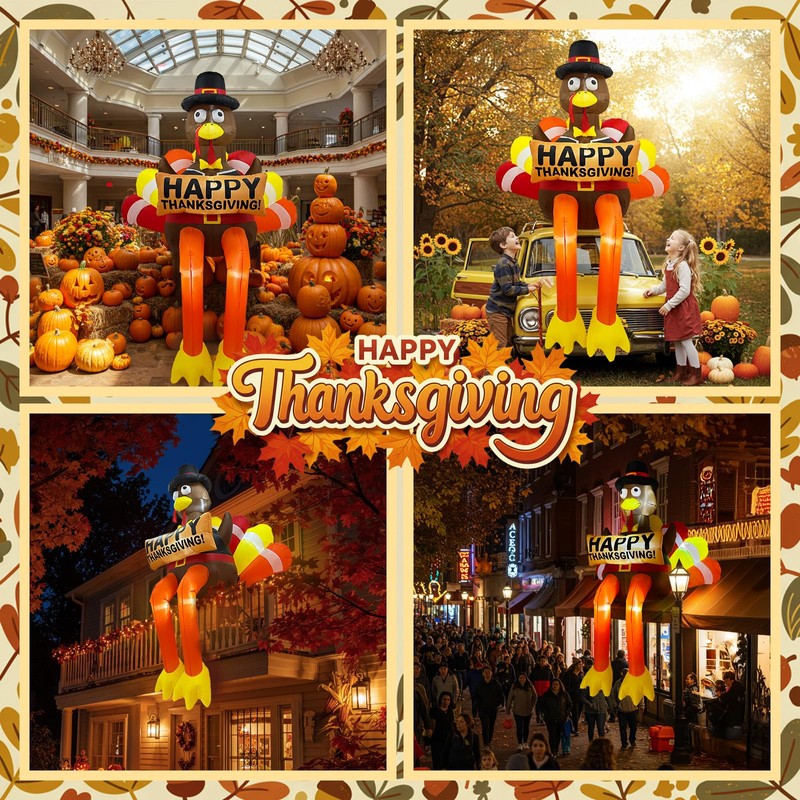 AerWo 8 FT Thanksgiving Inflatables Outdoor Decorations, Giant Inflatable Turkey