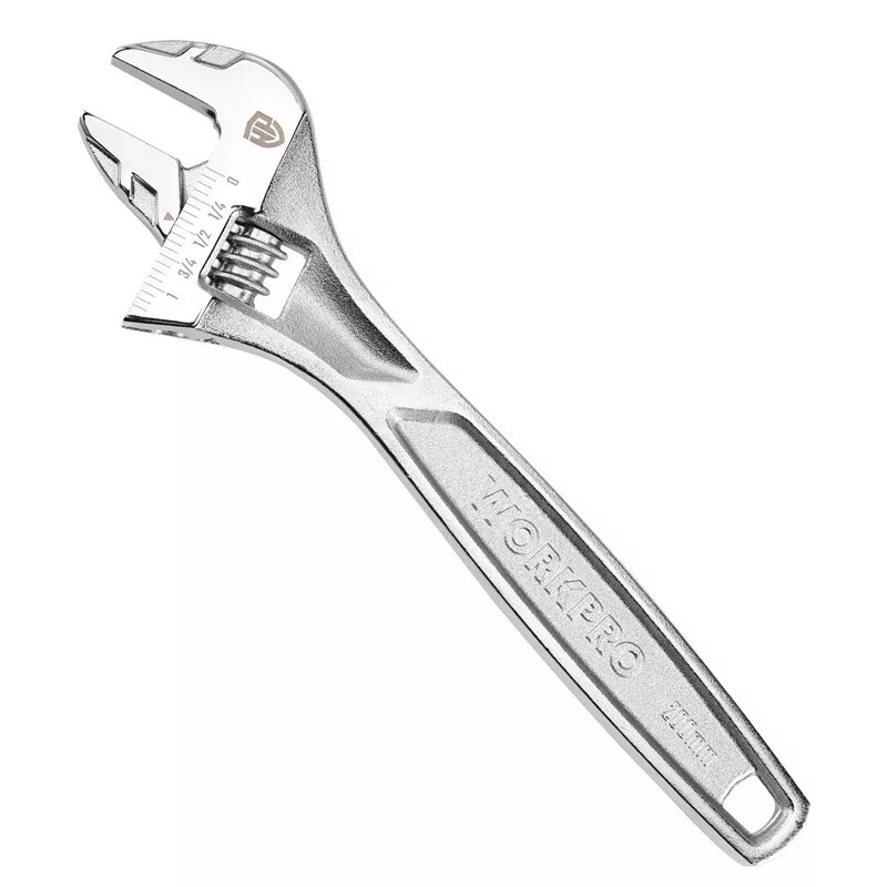 WORKPRO 8" Adjustable Wrench Cr-V Steel Mirror Polished 3/4" Jaw