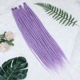 Kraler Lavender Purple Dreadlock Extensions, 22" Synthetic Crochet Dreads Extensions 100% Handmade Single Ended Dreads Thin 0.6cm Width Reggae Style Dreadlock for Girls(10 Strands)