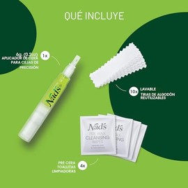 Juego de depilación de cejas Nad's - Depilación facial para cejas y áreas delicadas - Tiras de algodón, toallitas de limpieza, 0.2 onzas (Paquete de 1