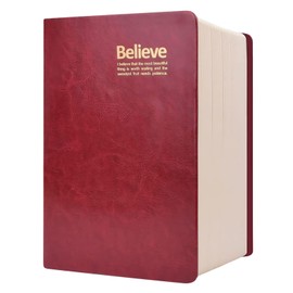 SAYEEC Thick Lined Journal Notebook 720 Pages Leather Journals for Writing 360 Sheets College Ruled Notebook B6 Dark Red Soft Cover Vintage Believe Daily Diary Gifts for Women Travel Work Note Taking