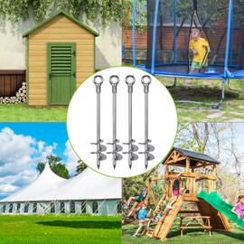 Insaga 24'' Fully Welded Ground Anchors Screw in, 3'' Wider Spiral Earth Anchor for Swing Set, 4pcs Mobile Home Anchors, Wind Resistant Trampoline Wind Anchors, Ground Anchors for Sheds