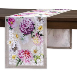 Maison d' Hermine Spring/Summer Table Runner, 100% Cotton, Decorative, Washable Table Runner, Easter Tablecloth for Dining, Kitchen, Parties and Camping - Pivoine (50 cm x 150 cm)