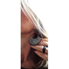 ⊹⊱✿ TÜRKISE RIESEN KUPFER KREISE ✿⊰⊹ Ohrringe mit Faden, Fadenohrringe