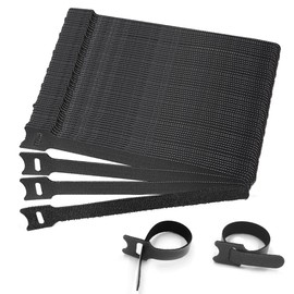YongHang Cable Ties Resealable Pack of 100 Cable Ties Velcro Black Velcro Cable Ties Reusable Cable Ties (150 x 12 mm)