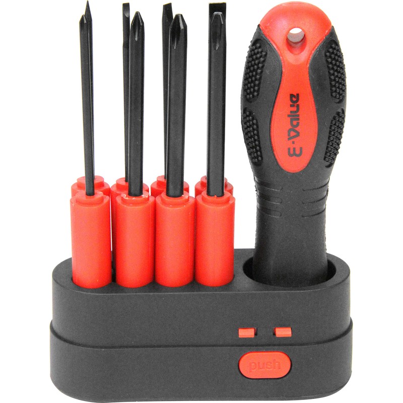 E-Value ED-790 Screwdriver Set, 8-Piece Set, Power Grip Handle