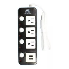 bossco.fc Barra Multicontacto Extencion 3 Enchufes Interruptor Con Usb