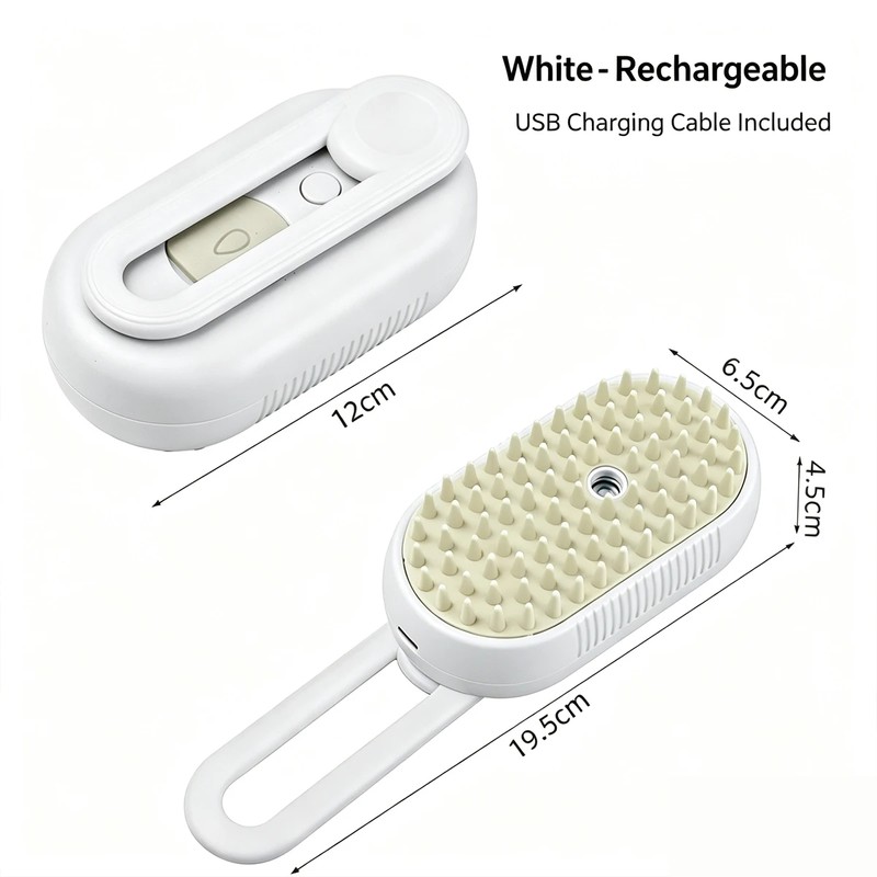 4-in-1 Pet Mist Grooming Brush – Rechargeable Spray Comb for