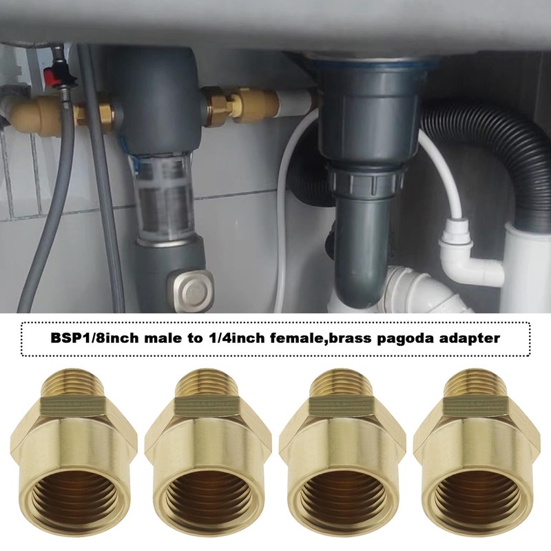 VGOL 4Pcs 1/8inch Male to 1/4inch Female BSP Brass Adapters