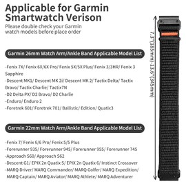 chinbersky 22 mm Arm/Ankle Strap for Garmin Feinx 6 Pro/6/7/7 Pro/5/5 Plus Bracelet, Sports Armband for Forerunner 935/945/955/965/745, for Instinct/2/Approach S60/S70-47 mm, Descent G1/Epix 2/Epix