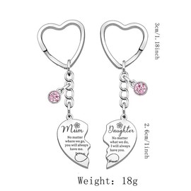 Fashion Slogan Pattern Metal Keychain for Mom and Daughter, Heart Shaped Stainless Steel Keychain, Trendy All-match & Exquisite Keychain for Gift Fall Outfits Fall Freshness