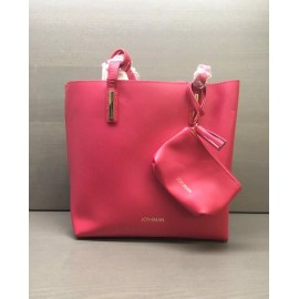 JOY & IMAN Tassel Chic Leather Handbag with Leather Wrislet, Raspberry, Medium