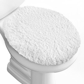 Baahrnom Microfiber Elongated Toilet Seat Cover 19.5"x 15" Machine Washable Solid Toilet Lid Cover Adjustable Rubber Backing Fits Only 18-19.5" L x 14-16" W Elongated Toilet Seat
