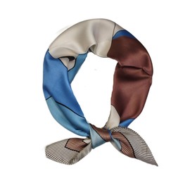 GIMIRO Imitation Silk Scarf [53 x 53 cm] Square Scarves Impressionism Pattern Vintage Scarf for Office Work or Casual Waistband, 75# W02 Dark Pink/Blue Animal