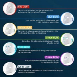 Máscara De Belleza Terapia Facial Con Fotones Led 7 Colores                                                                                           