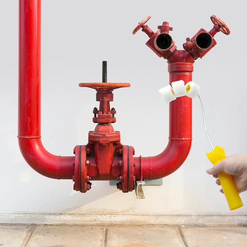 Pipe Paint Roller with Handle kit for Round Gas Pipe,
